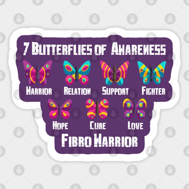 7 Butterflies of Fibromyalgia Awareness Sticker by Fibromyalgia Store